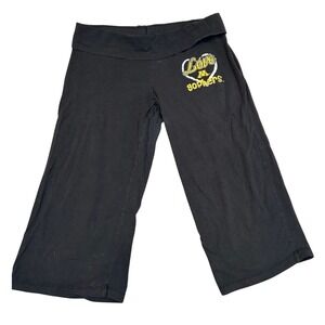 Y2K SOFFE‎ Black Fold Over Waist Capri Yoga Pants Love MN Gophers Women's Size L